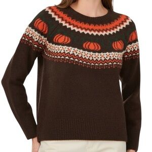 NWT VINCE CAMUTO Brown & Orange Pumpkin Long Sleeve Sweater Size X-Large